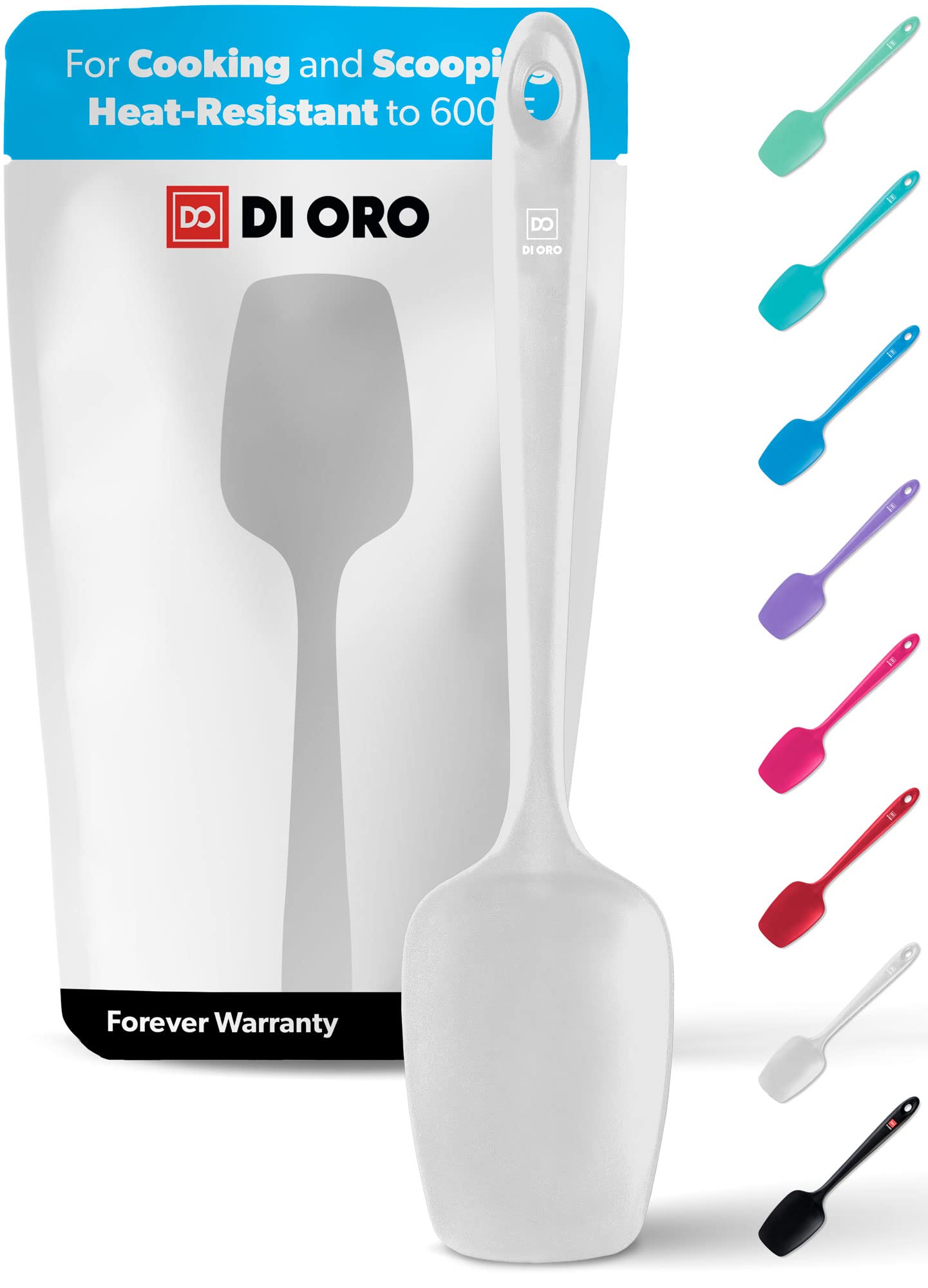 Photo 1 of DI ORO Silicone Spoon Spatula - Forever Warranty - 600°F Heat-Resistant Large Silicone Spoonula Scraper - BPA Free Nonstick Cookware Safe Rubber Kitchen Utensil for Baking, Cooking, & Mixing (Stone)