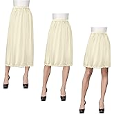 3 Pieces Half Slips for Women 3 Kinds of Length 19, 27, 35 Inch Slip Under Dress Satin Lace Long Skirt