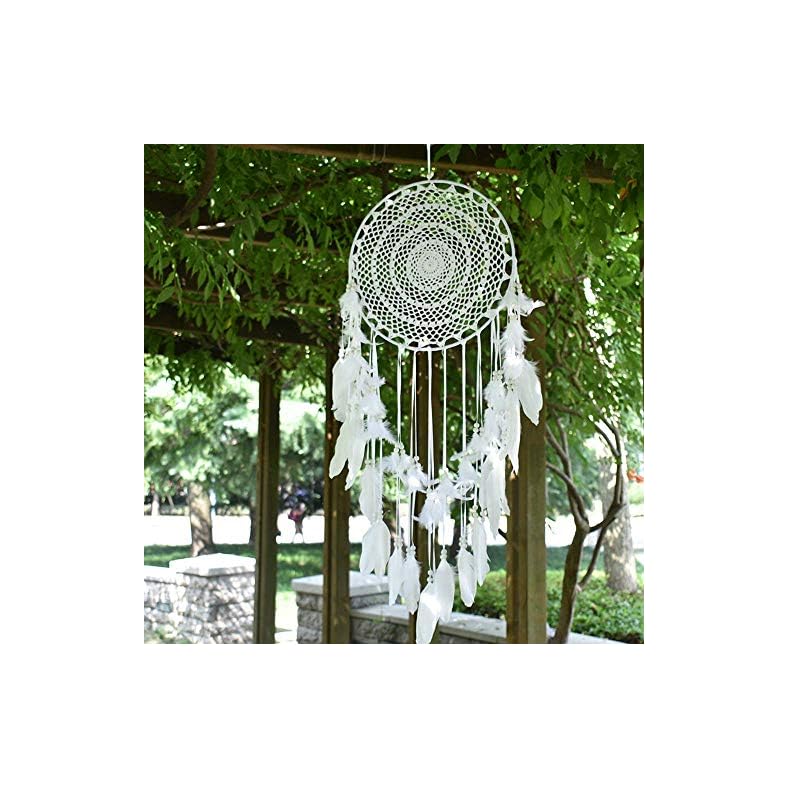 Atrapasueños Grande Plumas Blancas Macramé para Boda Vintage decoración