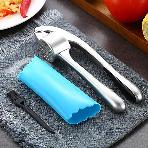 Garlic Press, KITHELP garlic Crusher With Silicone Roller Peeler - Professional Grade, Clean Brush, Dishwasher safe, Rust-proof, Stainless Steel Mincer - Thumbnail 6