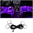 BESULEN Car Interior LED Lights, Automotive Ambient Neon Light Kit with USB Port, Car Accessories, Gifts for Men and Women, 4 in 1 Decoration Lights for Car, Garden, Home, Party（Pink）