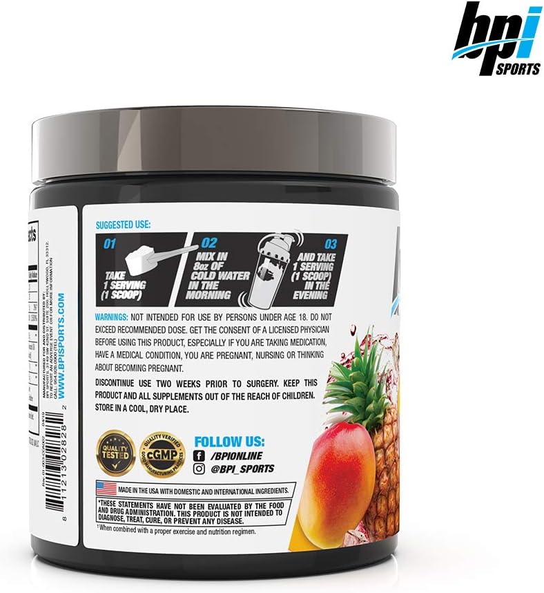 BPI Health CLA + Coconut Oil + Aminos, Non Stimulant Fat Loss Supplement Powder, Tropical Breeze, 40 Servings,11.28oz: Health & Personal Care