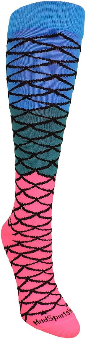 MadSportsStuff Neon Mermaid Athletic Over The Calf Socks : Clothing