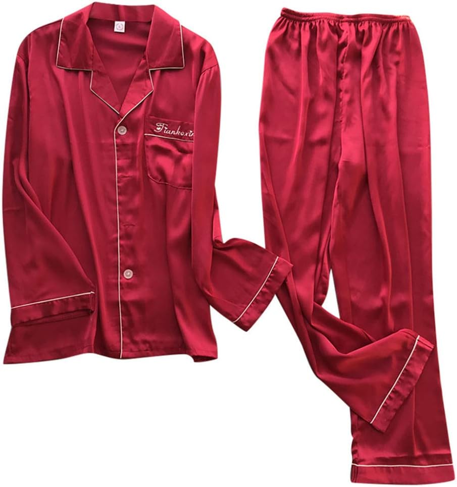Pajamas Lingerie Satin Sleepwear Man Plus Size Long Sleeve Nightdress Male