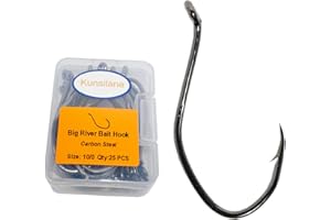 KUNSILANE Catfish Hooks Big River Bait Hook 25-50pcs of 1-10/0 Fishing Hook Saltwater Wide Gap Big Game Flatheads Hook