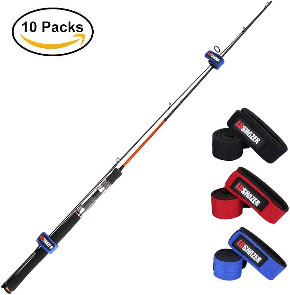 Fishing Rods Belt Stretchy Rod Straps Fishing Tackle Ties Cable Fishing Rod Holders Fit for Casting Rods, Spinning Rods and Fly Rods (5 Color, 10 pcs): Clothing