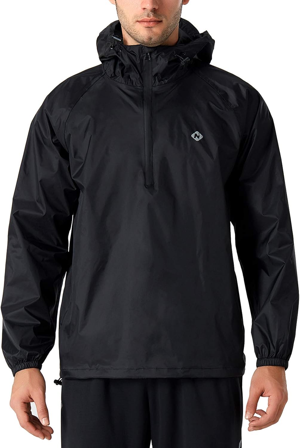 Naviskin Men's Waterproof Rain Jacket Packable Outdoor Hooded Raincoat Poncho: Clothing