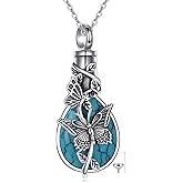 MONGAS Butterfly Urn Necklace for Ashes for Women 925 Sterling Silver Heart Crystal Condolence Cremation Jewelry Remembrance Gift for Loss