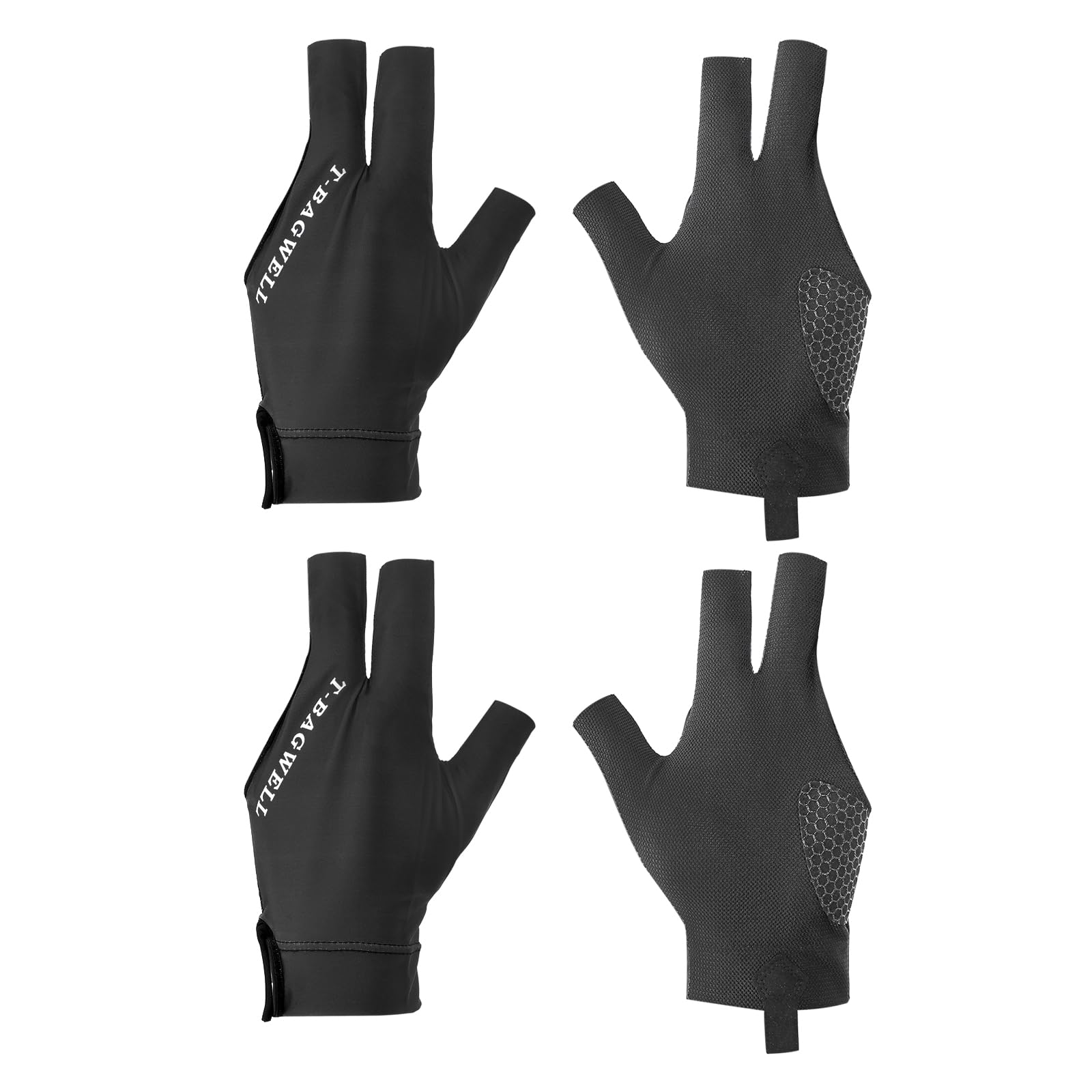 PATIKIL 3 Finger Pool Glove Left Hand, 2 Pcs Billiard Gloves Pool Cue Accessories for Shooter Carom Pool Snooker Cue Sport, Black