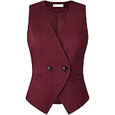 Belle Poque Sleeveless Vest Tops for Women 2026 Dressy Lightweight V Neck Button Suit Waistcoat Vests with Pockets