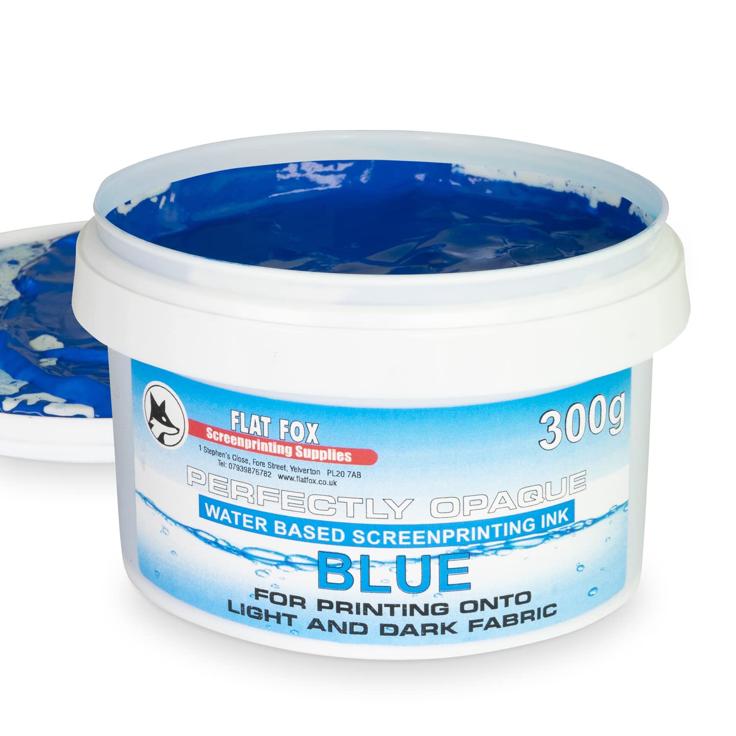 Flat Fox Screen Printing Opaque Water Based Fabric Inks (Blue, 300g) — image 1
