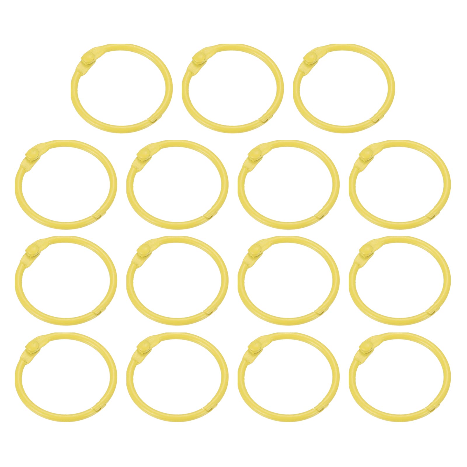 PATIKIL Loose Leaf Binder Rings 1 Inch, 15 Pack Metal Flash Card Book Binding Rings for Key Chain Index Card Scrapbooks, Yellow