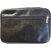 Zipper Pocket Leather Distressed Bible Cover Case with Handle