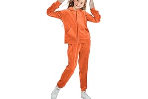 Rwtgnlf Girls Velour Tracksuit Sweatsuits Set 2 Piece Outfits Zip Up Hoodies and Pants Sportswear Jogging Suit