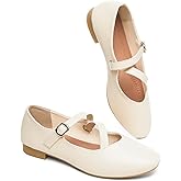 Womens Mary Janes Flats Shoes with Cross Strap,Soft Memory Foam Ballet Flats for Women,Black and White Dress Shoes