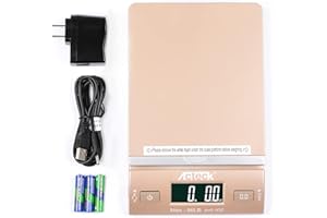 Acteck 86LBx0.1OZ Digital Shipping and Postal Scale with Batteries, USB Cable and AC Plug (Gold)