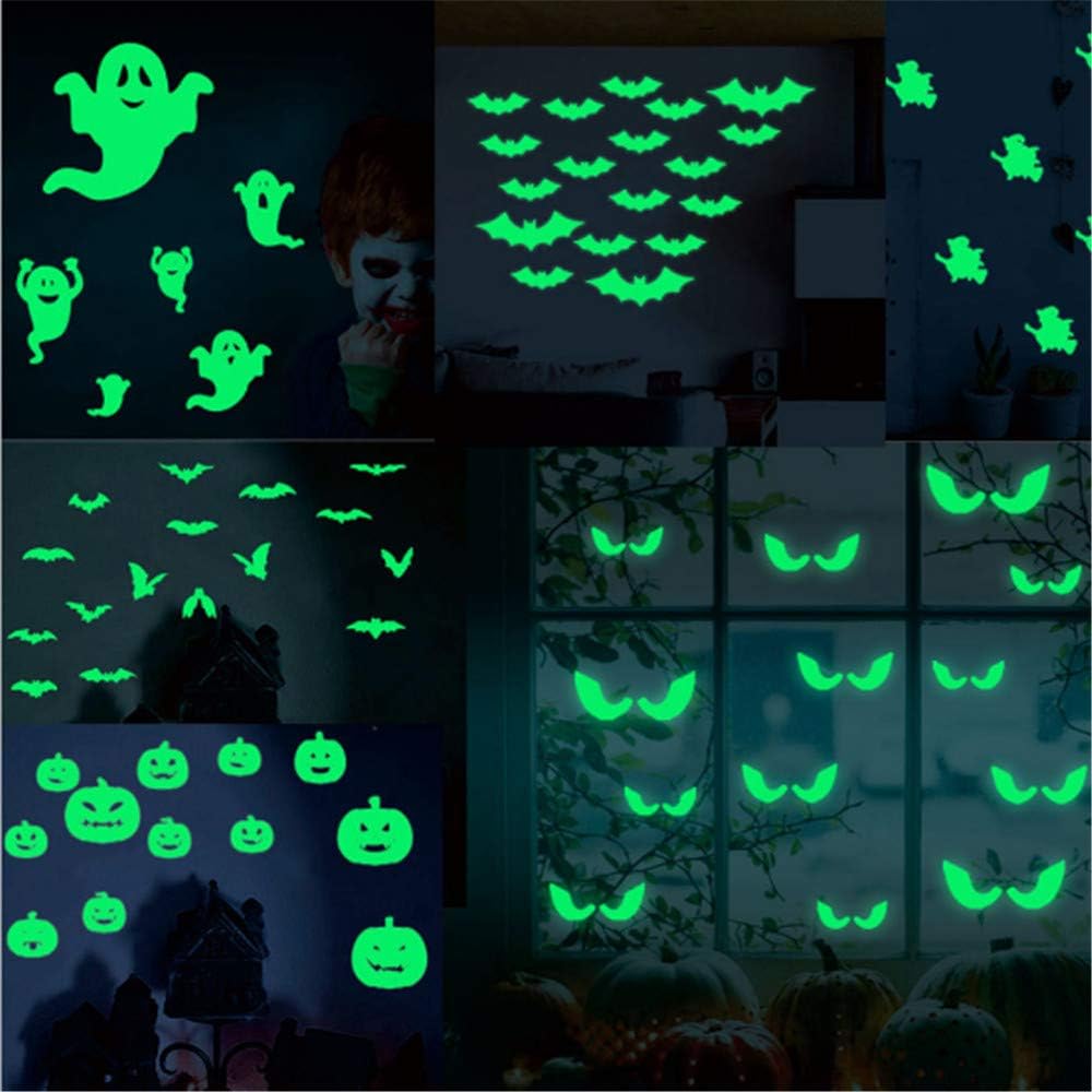 Amazon ハロウィン飾り 自己粘着 夜光ステッカー 綺麗夜光るウォールステッカー 壁紙 蛍光シール 光るシール 雰囲気作り 部屋飾り 蓄光 光る 取り外し可能 ハロウィンキャラクター満載 お化け屋敷 Ktv バー 飾り 防水加工 おばけ ウォールステッカー オンライン通販