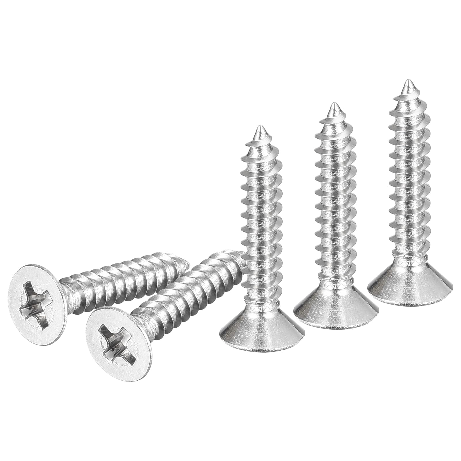 DTGN 100Pcs #6x3/4" Flat Head Wood Screws, 304 Stainless Steel Phillips Self Tapping Screws - Good for Woodworking, Furniture - Silver