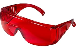 Annhua Dental Glasses Protection, Anti-Fog Dentist Spectacles Red Goggle Shield with Vents, Protective Dental Eyewear for Teeth Whitening Light, and Lab LED