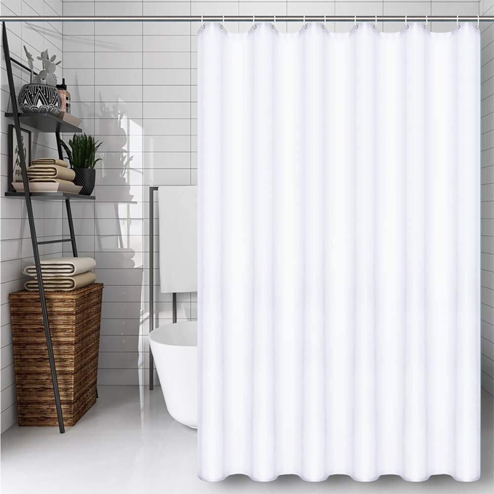 CXTAI White Shower Curtain, Mould Proof and Mildew Resistant Washable Polyester Bathroom Curtains w/12pcs Hooks (71x79inch,180x200cm)