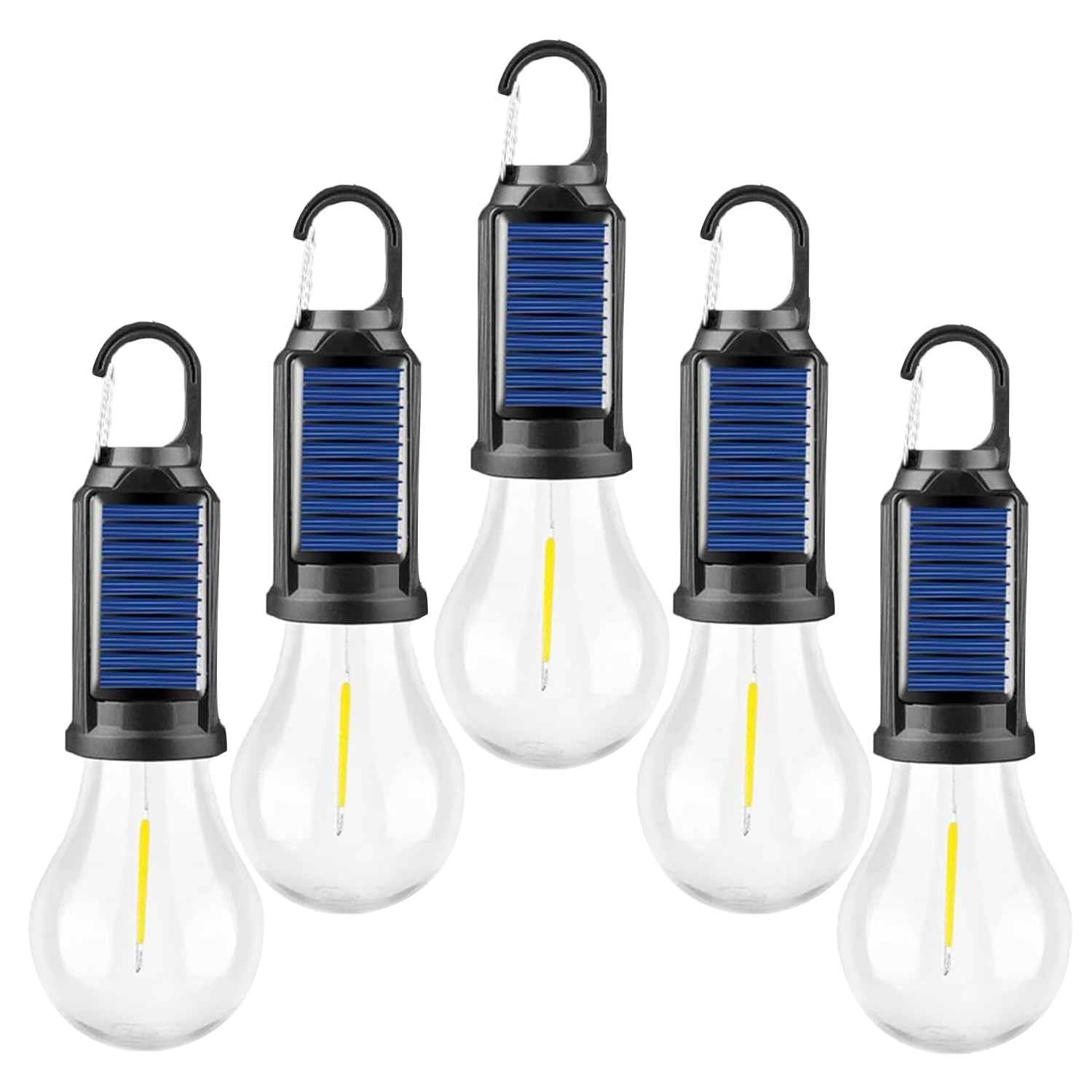 Photo 1 of MODOAO Led Tent Lights 5 Pack Camping Lantern USB Rechargeable Solar Tent Lights,Outdoor Hanging Light Bulbs with Clip Hook 3 Mode Lighting Warm White