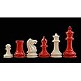 CHESSBAZAAR Reproduced 1849 Original Jaques Staunton Pattern Weighted Vintage Chess Set in Lacquer Finished Painted Crimson & Ivory White - 4.5" King Extra Queens