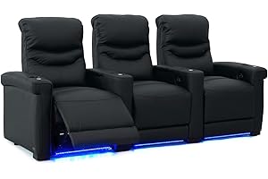 OCTANE SEATING Octane Challenger XS700 Row of 3 Seats, Straight Row in Black Leather with Power Recline