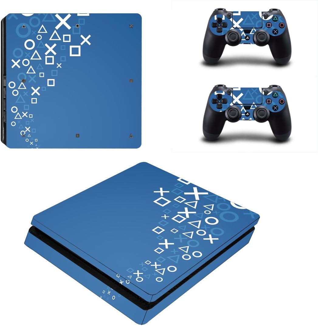 Pandaren® full skin sticker faceplates for PS4 Slim console x 1 and controller x 2 (ps symbol) [Instruction in image lists] Not compatible for OLD version PS4