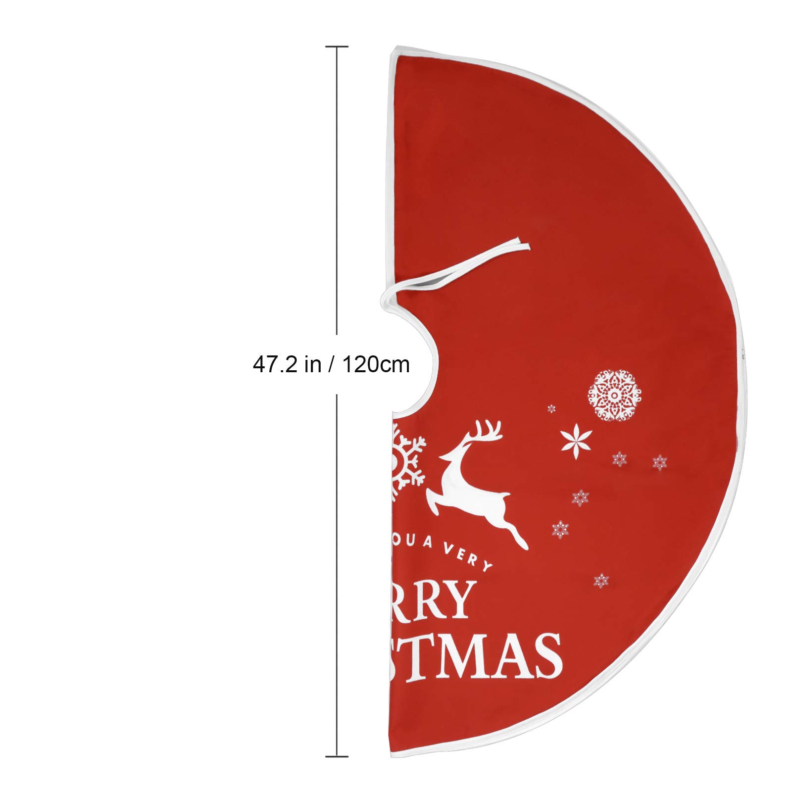 Voilamart Weihnachtsbaumdecke 120cm Weihnachtsbaum Rock Weihnachtsbaum Decke Deko,runde Baumdecke Tannenbaum Tannenbaum-Unterlage mit Weihnachtsmotiv - rot