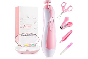 WXA Baby Nail Trimmer Electric, Baby Nail Clippers Safe Baby Nail File Kit Trim Polish Grooming Kit for Newborn Infant Toddler or Adults Toes Finger Care (Pink)