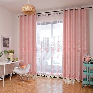 Amazon De Ljwlzfnd Wohnzimmer Vorhange Chenille Vorhange Schlafzimmer Bestickt Gepragte Stickerei