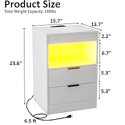 Gadroad LED Nightstand with Charging