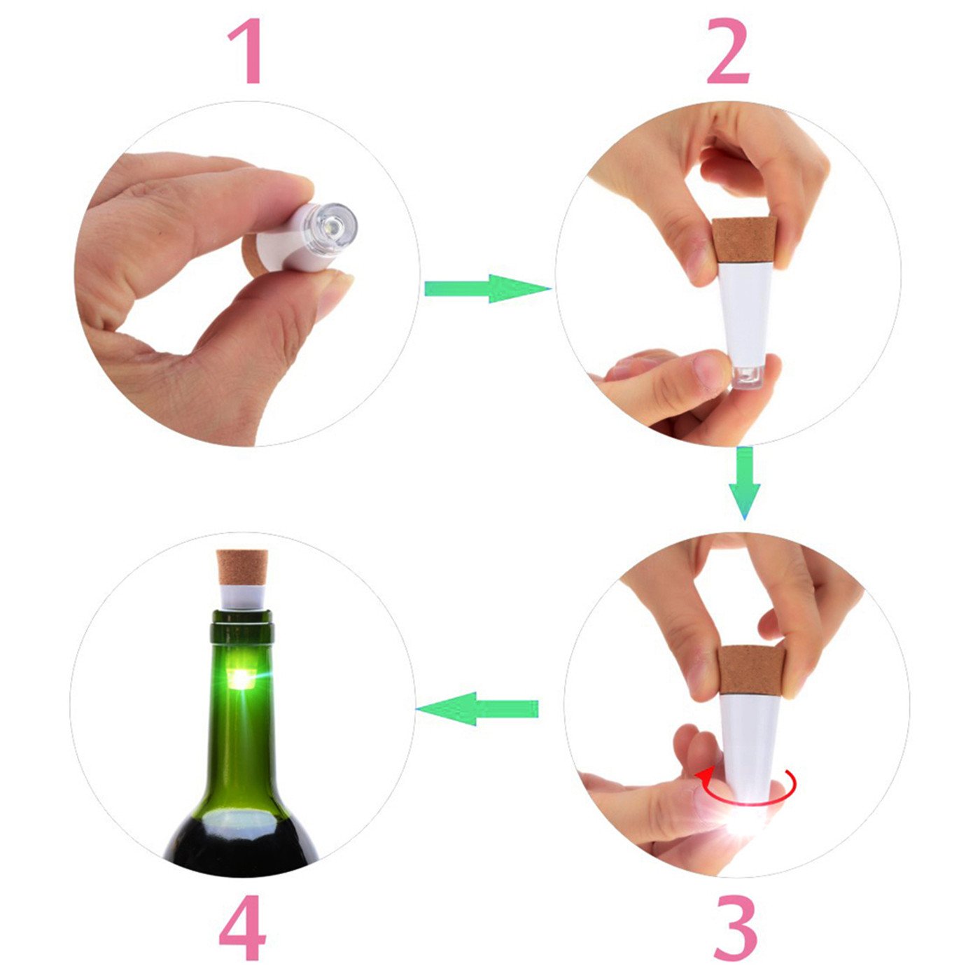 LED Cork Bottle Lights, USB Powered Rechargeable, 12 Lumen Mood Lights Copper Wire String Starry LED Lights for DIY, Home Kitchen, Wedding, Halloween, Christmas, Party Decor (3PCS White)