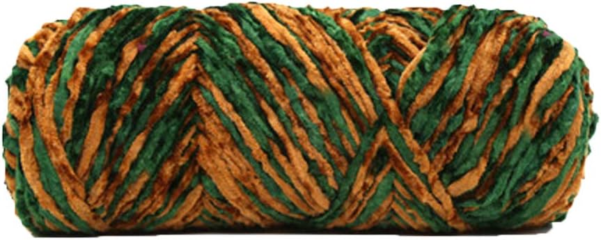 500g/1.1lb DIY Crochet Knitting Yarn Arm Knitting Yarn Fluffy Velvet Chenille Yarn Knitting Materials Knitting Yarn for Hats Toys Slippers Blanket Rug Mat Scarf Green Khaki
