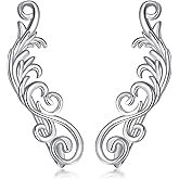 Ear Climbers Earrings for Women 925 Sterling Silver Filigree Crawler Earrings for Women Hypoallergenic Crawler Earrings Gift for Her