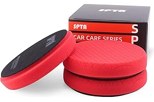 Red T10 Ultra-Fine Finishing Polishing Pad, SPTA 3Pcs 6.5 Inch Face for 6 Inch 150mm Backing Plate Compound Buffing Sponge Pads for Car Buffer Polisher Compounding, Polishing and Waxing -X00224R6B3