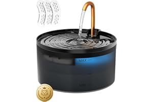 Cat Water Fountain, 71oz/2.1L Cat Fountain for Drinking with Copper Faucet, MISFANS-Designed Pump & Filter, Plastic Automatic Pet Water Fountain Bowl & Dispenser with 3-Pack Replaceable Filters