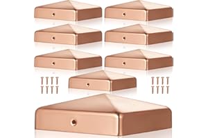 Tandefio 8 Pcs Solid Copper Post Caps Fence Pyramid Decking Caps with Screw for Metal Wood Cedar Fence Deck Corridors Mailbox Posts End Cover(4x4'' (Actual 3.5x3.5''))