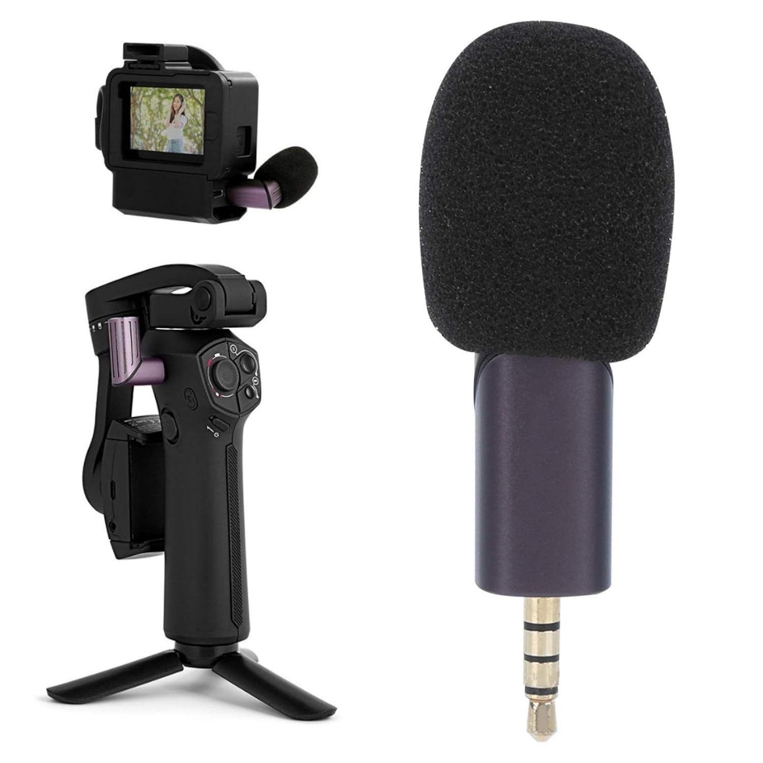 Phone Microphone, Foldable Noise Reduction 3.5mm Plug Recording