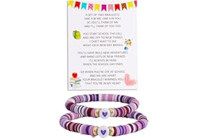QqzsJewls First Day of School Gifts for Mother Daughter Back to School Bracelets Set of 2 Mommy and Me Matching Heart Wish Bracelet Jewelry Gifts
