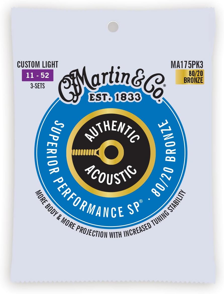 Martin MA175PK3 Authentic Acoustic SP 80/20 Bronze 3 Pack Custom Light 11-52