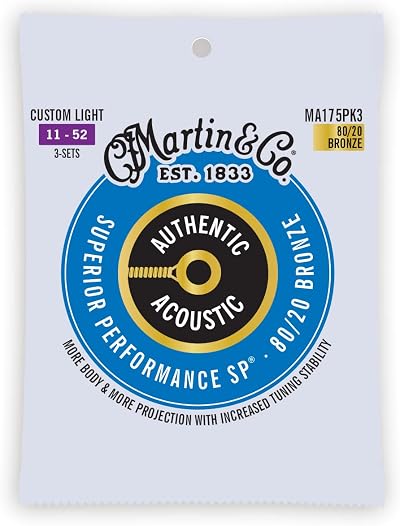 Martin MA175PK3 Authentic Acoustic SP 80/20 Bronze 3 Pack Custom Light 11-52