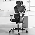 Sytas Ergonomic Office Chair, High Back Mesh Desk Chair with Lumbar Support and Adjustable Headrest, Executive Swivel Computer Chair for Home Office, Tilt Function, Black