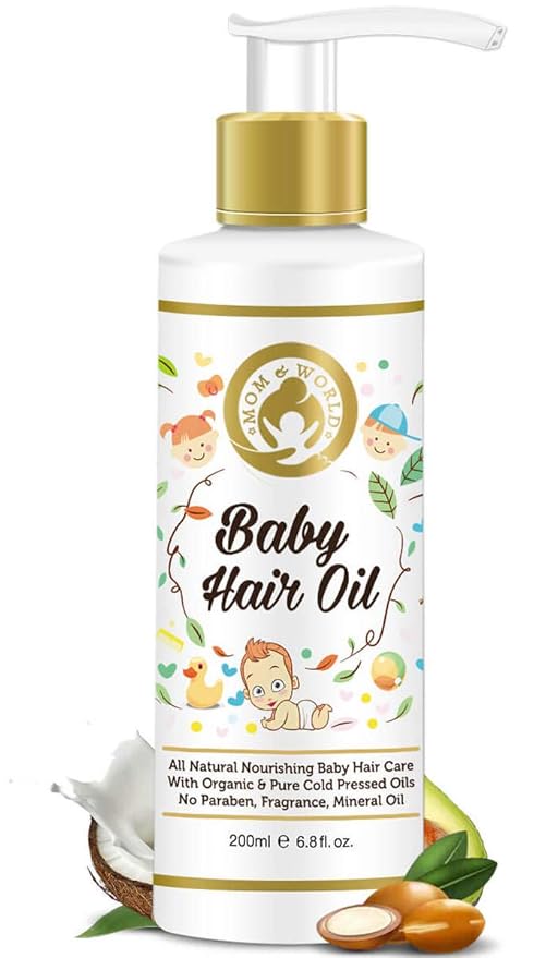 Mom & World Baby Hair Oil With Organic & ColdPressed Natural Oil for Kids 200ml