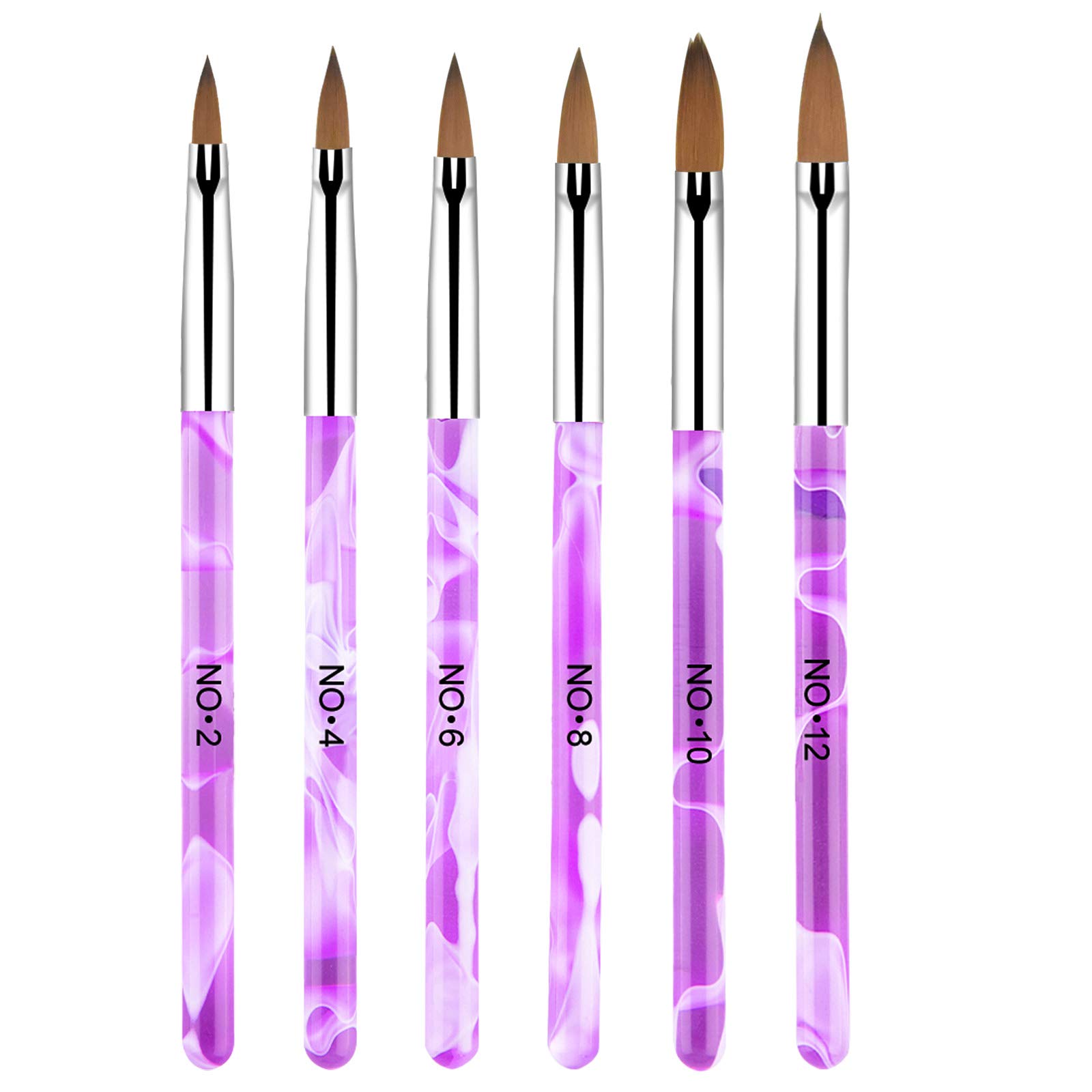 6-Piece Nail Art Tips Builder Brush - UV Gel & Acrylic Nail Brush for Salon & DIY