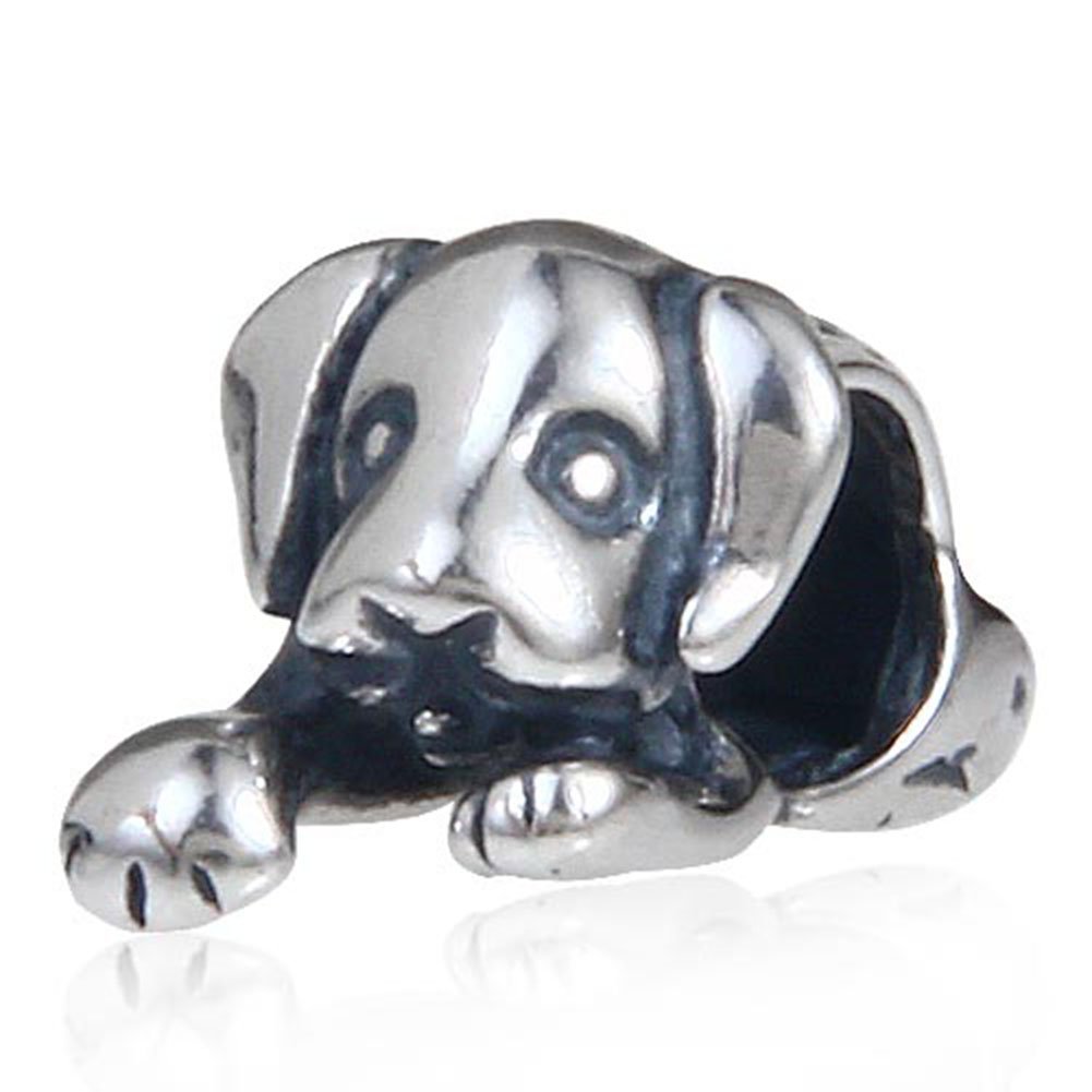 YiRong Jewelry Lucky Dog Charm 925 Sterling Silver Animal Charm for Pandora Charm Bracelet
