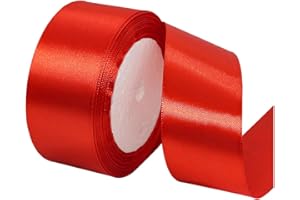 XMASOLD Red Ribbon 1-1/2 Inch, 25 Yards Solid Satin Fabric Ribbons for Christmas Gift Wrapping, Christmas Garland, Christmas Tree Ornaments, Bows Making, DIY Crafts, Sewing Projects and Wedding Party