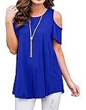 AfibiWomens Cold Shoulder 3/4 Sleeve Swing Tunic Tops for Leggings