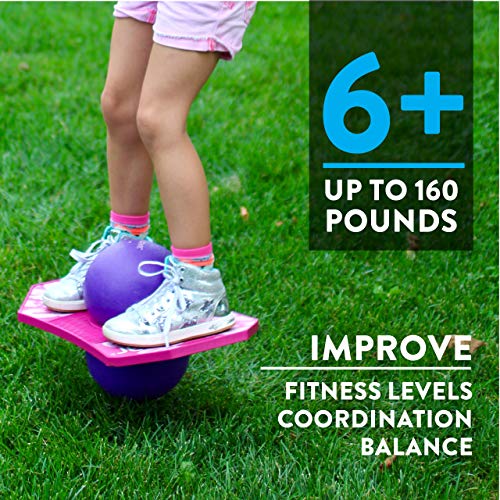 Flybar Pogo Ball for Kids, Jump Trick Bounce Board with Pump and Strong