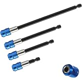 4-Piece 1/4-Inch Hex Drill Bit Extension Set, 4 Lengths | Magnetic quick-release bit holders in 2-3/8, 4, 6, and 12-inch lengths for reaching recessed fasteners and tight spaces
